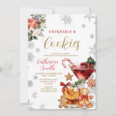 Kerstcocktails en Koekjes Feest Uitnodiging (Voorkant)