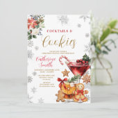 Kerstcocktails en Koekjes Feest Uitnodiging (Staand voorkant)