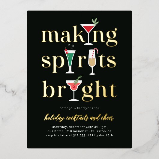 Kerstcocktails Folie feestdag Briefkaart kerstfees (Voorkant)