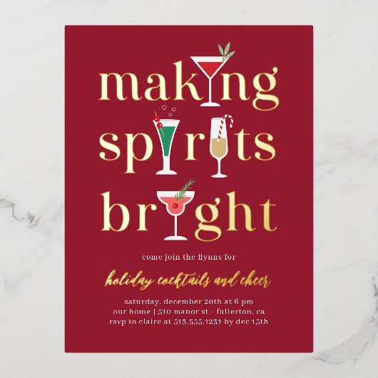 Kerstcocktails Folie feestdag Briefkaart kerstfees (Voorkant)