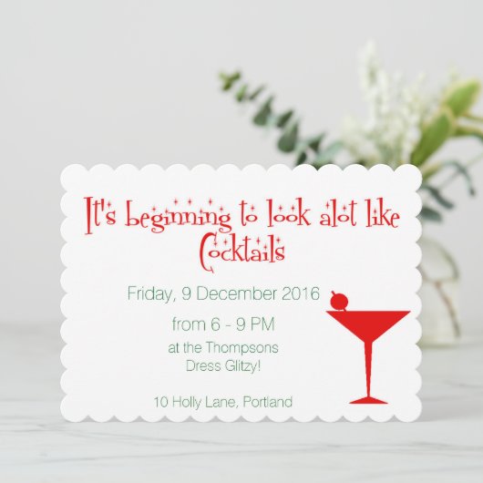 Kerstcocktails Retro 50s stijl Feestdagenkaart