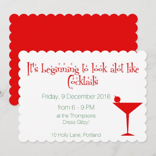 Kerstcocktails Retro 50s stijl Feestdagenkaart (Voorkant / Achterkant)