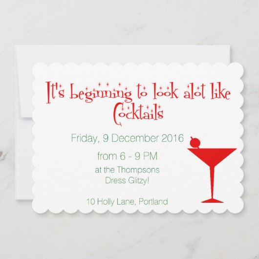 Kerstcocktails Retro 50s stijl Feestdagenkaart (Voorkant)