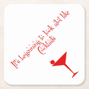 Kerstcocktails Retro 50s stijlpapier luiers Kartonnen Onderzetters