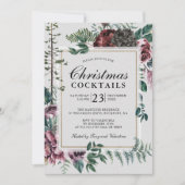 Kerstcocktails rustieke Bourgogne rode bloemen Kaart (Voorkant)