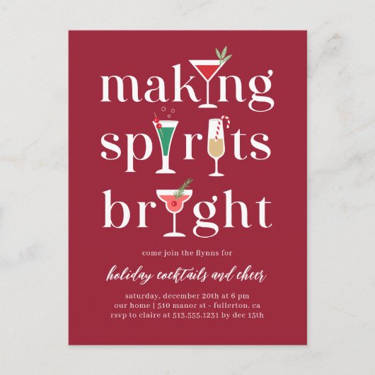 Kerstcocktails uitnodiging tot Briefkaart (Voorkant)