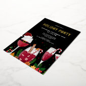 Kerstcocktails Vakantie Feest Echt Goud Folie Uitnodiging (Gedraaid)