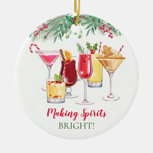 Kerstcocktails vakantie keramisch ornament (Voorkant)