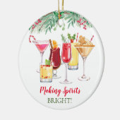Kerstcocktails vakantie keramisch ornament (Links)
