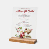Kerstcocktails Vrolijk vakantiebarbord Acryl Bord (Hoek)