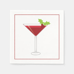 Kerstcocktailservet met martini, olijf en servet
