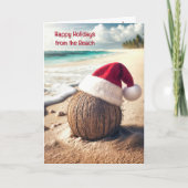 Kerstcoconut met kerstmuts kaart (Voorkant)