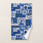 Kerstcollage (blauw) handdoek (Handdoek)