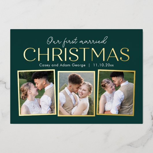 Kerstcollage ECHTE FOLIE Kerstfoto kaart (Voorkant)