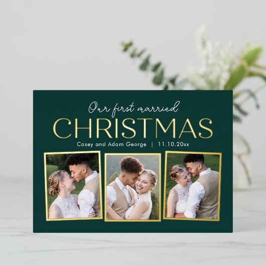 Kerstcollage ECHTE FOLIE Kerstfoto kaart (Staand Voorkant)