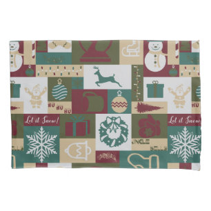 Kerstcollage (groen/goud) kussensloop