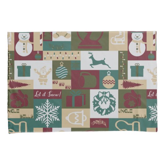 Kerstcollage (groen/goud) kussensloop (Voorkant-Rechts)