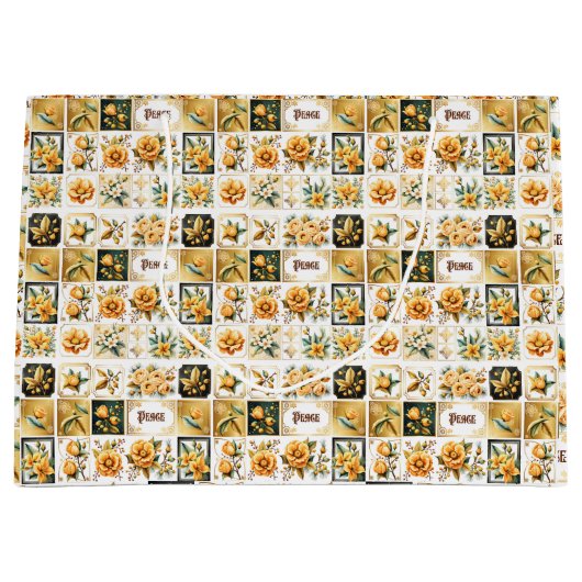 Kerstcollage in goud groot cadeauzakje (Voorkant)