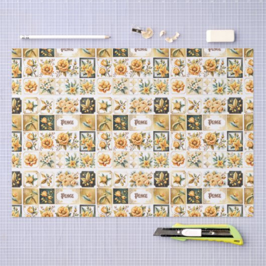 Kerstcollage in goud tissuepapier (Craft)