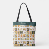 Kerstcollage in goud tote bag (Achterkant)