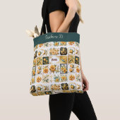 Kerstcollage in goud tote bag (Dichtbij)