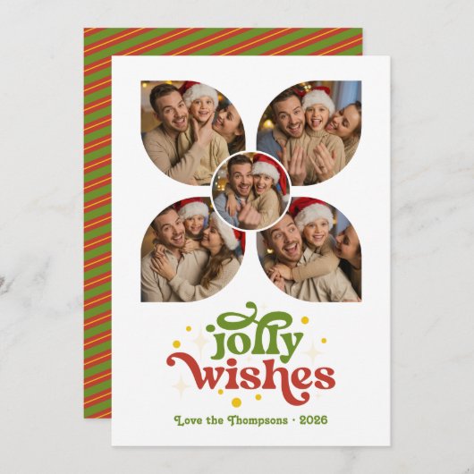 Kerstcollage in retro-stijl uit het midden van de feestdagenkaart (Voorkant / Achterkant)