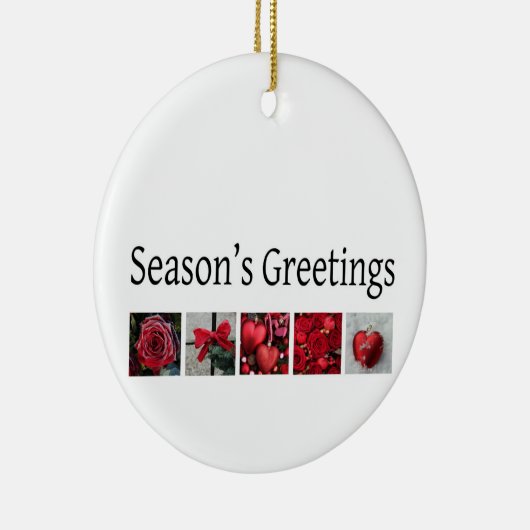 Kerstcollage in rood keramisch ornament (Rechts)