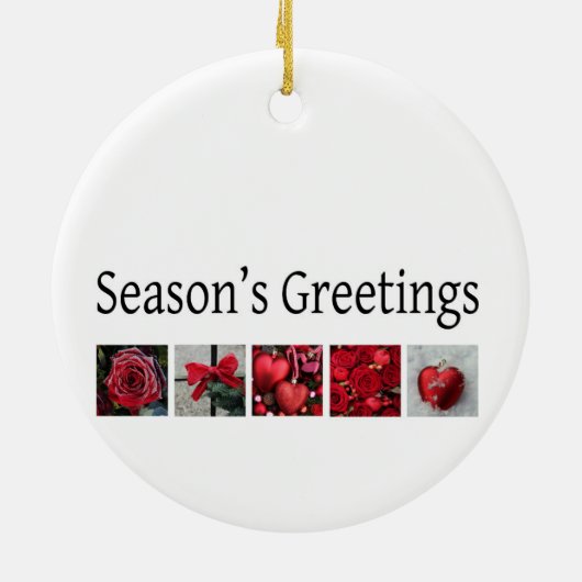 Kerstcollage in rood keramisch ornament (Achterkant)