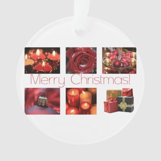 Kerstcollage in rood ornament (voorkant)