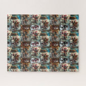 Kerstcollage in vintage stijl | Retro kerstfeest Legpuzzel (Horizontaal)