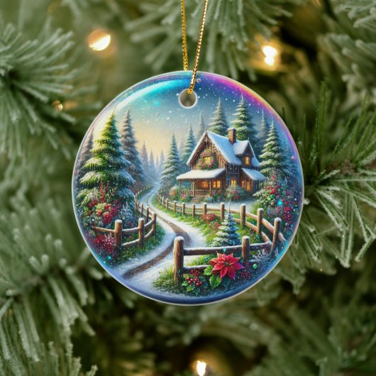 Kerstcollage Keramisch Ornament (Boom)