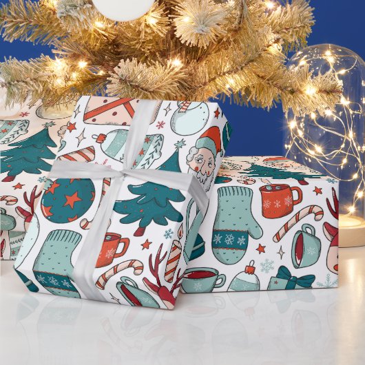 Kerstcollage, Kerstbomen, Mutsen Cadeaupapier (Feestdagen)