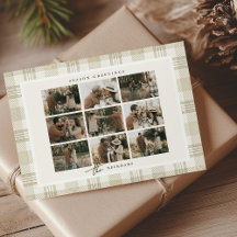 Kerstcollage met beige ruitjes familiefoto