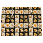 Kerstcollage met bloemen groot cadeauzakje (Voorkant)