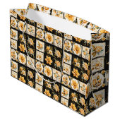 Kerstcollage met bloemen groot cadeauzakje (Achterkant Gekanteld)