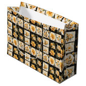 Kerstcollage met bloemen groot cadeauzakje (Voorkant Gekanteld)