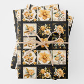 Kerstcollage met bloemen inpakpapier vel (In situ)