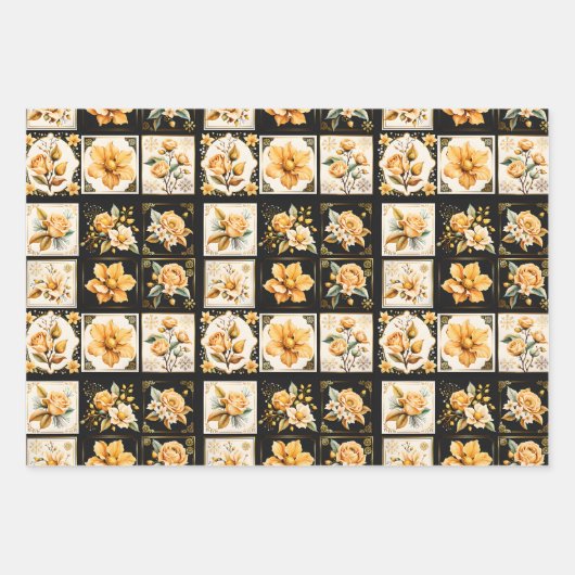 Kerstcollage met bloemen inpakpapier vel (Voorkant)