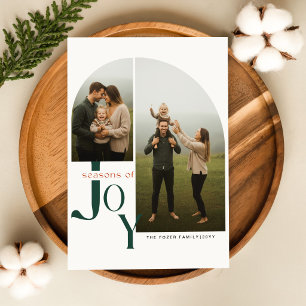 Kerstcollage met familiefoto's feestdagenkaart