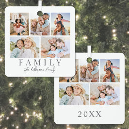 Kerstcollage met familiefoto's metalen ornament