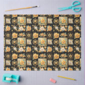 Kerstcollage met gouden en witte bloemen tissuepapier (Craft)