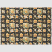 Kerstcollage met gouden en witte bloemen tissuepapier (Voorkant)