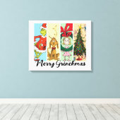 Kerstcollage met Grinch Canvas Afdruk (Insitu (Houten vloer))