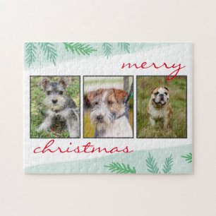 Kerstcollage met huisdier legpuzzel