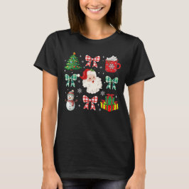 Kerstcollage met kerstman, boom en strik in vintag t-shirt