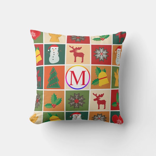 Kerstcollage met monogram kussen (Voorkant)