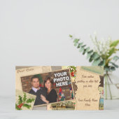 Kerstcollage met vintage kerstkaarten en eigen fot feestdagenkaart (Staand voorkant)