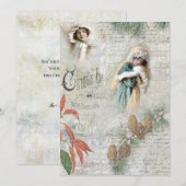 Kerstcollage met vintage sneeuwige wintermuziek feestdagenkaart (Voorkant / Achterkant)