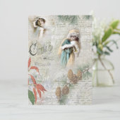 Kerstcollage met vintage sneeuwige wintermuziek feestdagenkaart (Staand voorkant)