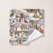  kerstcollage op de winter bad handdoek (Wasdoekje)